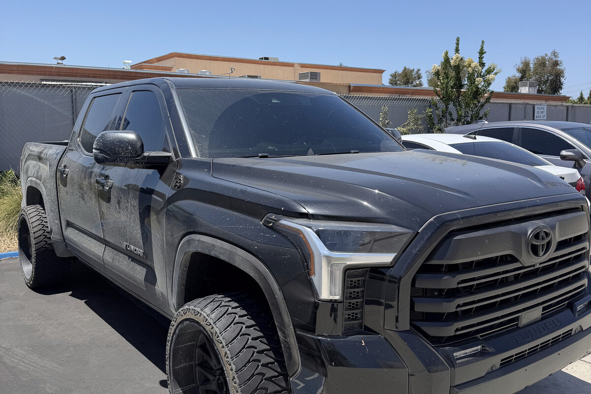 Black Toyota Tundra before exterior detailing