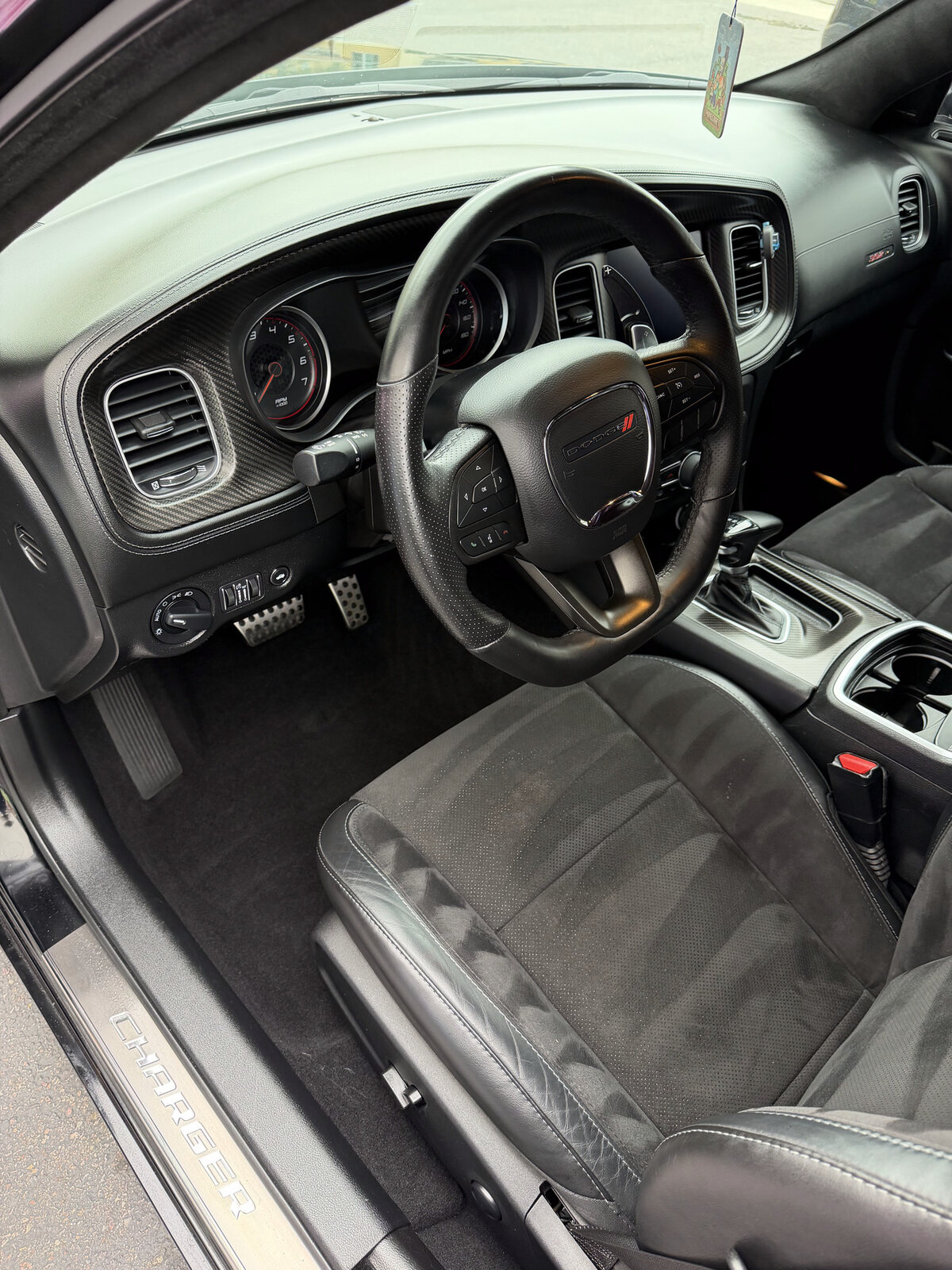 Detailed Dodge Charger steering wheel and console